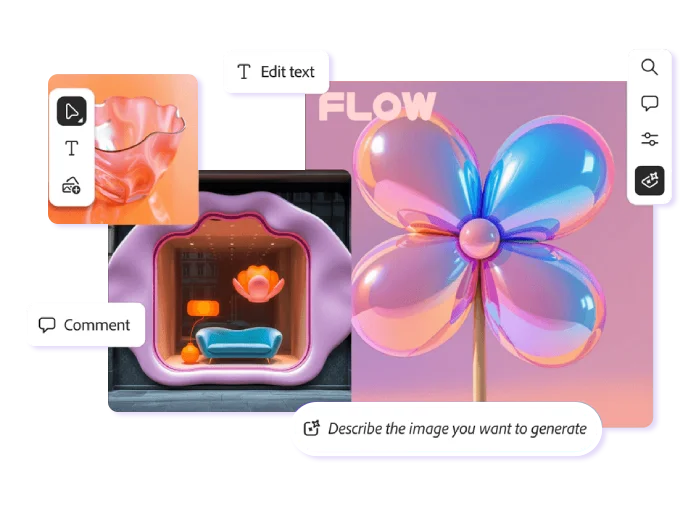 Adobe Firefly interface generating a colourful design